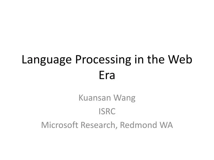 language processing in the web era