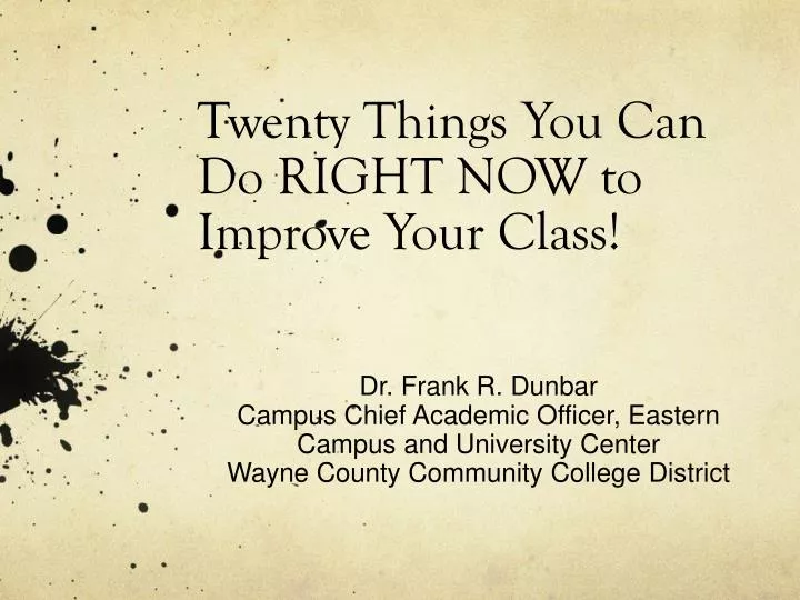 twenty things you can do right now to improve your class