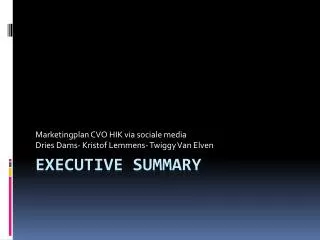 marketingplan cvo hik via sociale media dries dams kristof lemmens twiggy van elven