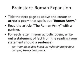 Brainstart: Roman Expansion