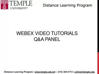 Webex Video Tutorials Q&amp;A Panel