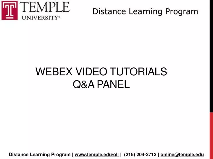 webex video tutorials q a panel
