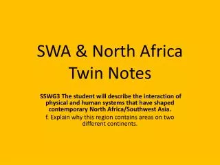 SWA &amp; North Africa Twin Notes