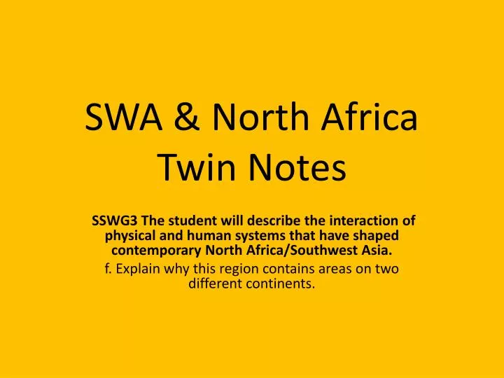 swa north africa twin notes