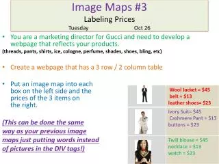 Image Maps #3 Labeling Prices Tuesday			Oct 26