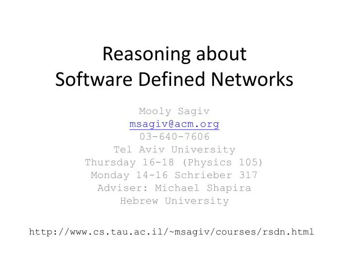 reasoning about software defined networks