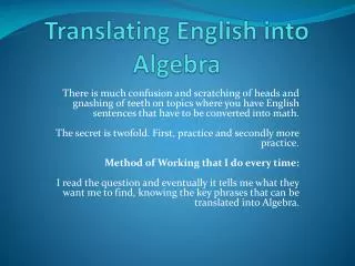 Translating English into Algebra
