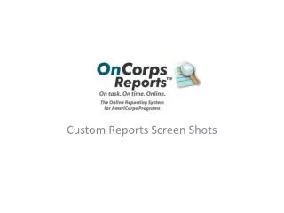 Custom Reports Screen Shots
