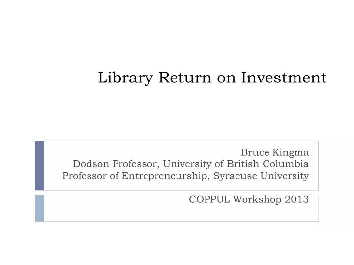 library return on investment