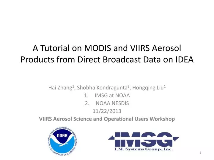 a tutorial on modis and viirs aerosol products from direct broadcast data on idea