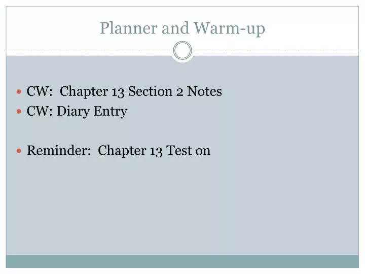 planner and warm up