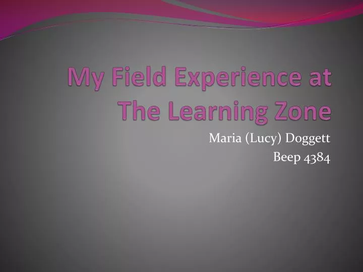 my field experience at the learning zone