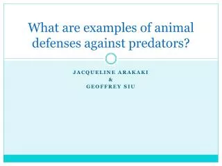 What are examples of animal defenses against predators?