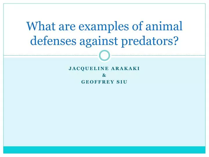 what are examples of animal defenses against predators