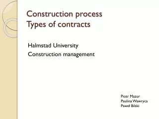Construction process Types of contracts