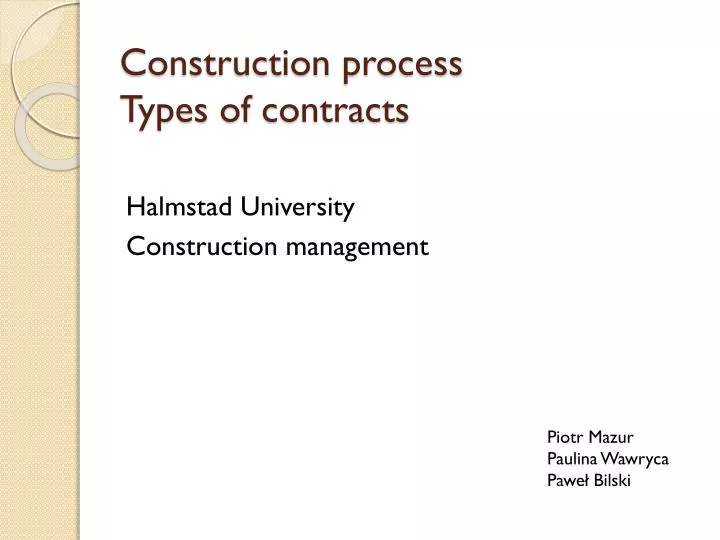 construction process types of contracts