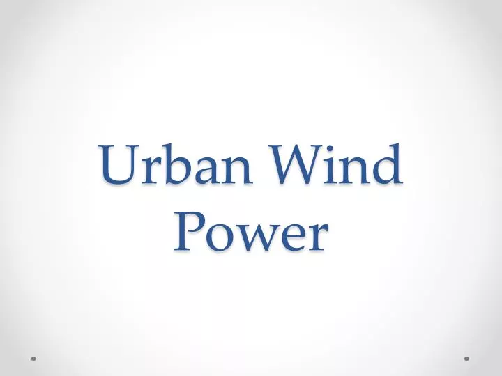 urban wind power