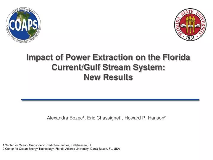 impact of power extraction on the florida current gulf stream system new results