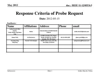 Response Criteria of Probe Request