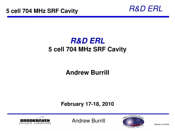 r d erl 5 cell 704 mhz srf cavity