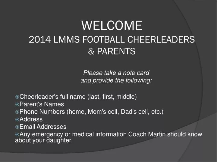 welcome 2014 lmms football cheerleaders parents
