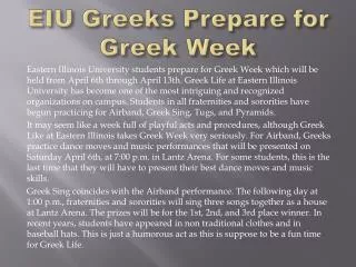 EIU Greeks Prepare for Greek Week