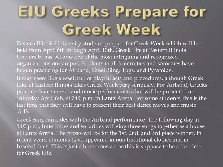 eiu greeks prepare for greek week