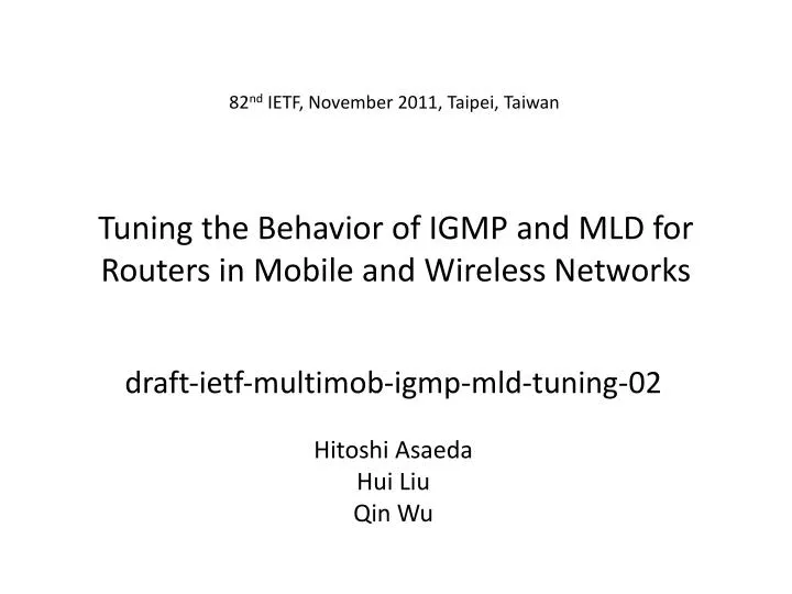 tuning the behavior of igmp and mld for routers in mobile and wireless networks