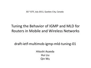 Tuning the Behavior of IGMP and MLD for Routers in Mobile and Wireless Networks