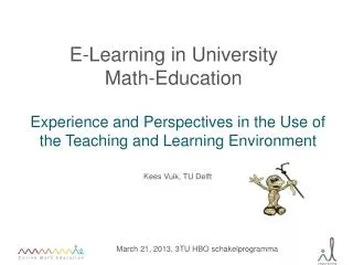 E-Learning in University Math-Education