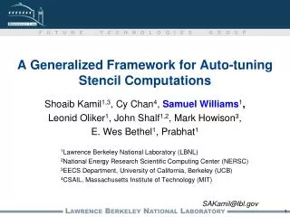 A Generalized Framework for Auto-tuning Stencil Computations