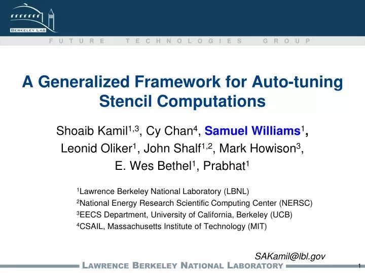 a generalized framework for auto tuning stencil computations