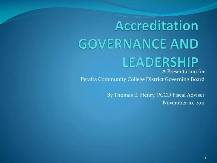 accreditation governance and leadership