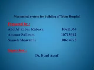 Mechanical system for building of Tobas Hospital