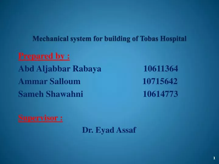 mechanical system for building of tobas hospital