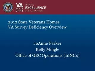 2012 State Veterans Homes VA Survey Deficiency Overview