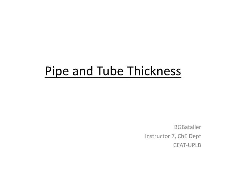 pipe and tube thickness
