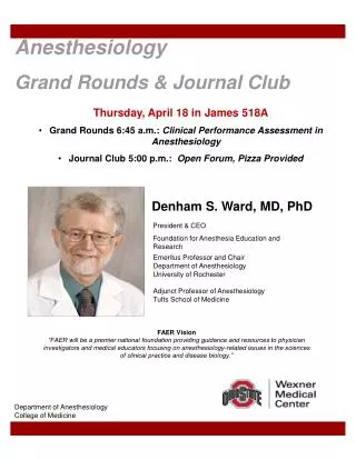 Anesthesiology Grand Rounds &amp; Journal Club