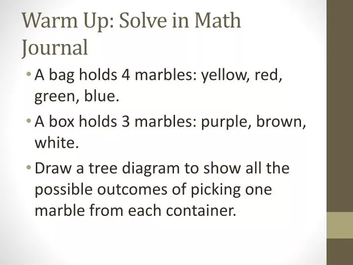 warm up solve in math journal