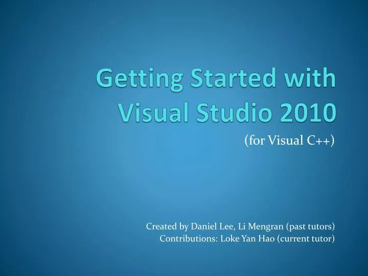 getting started with visual studio 2010