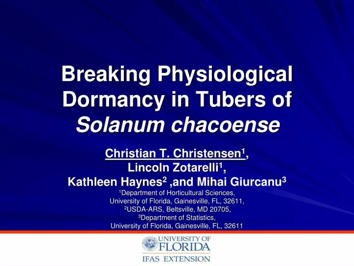 breaking physiological dormancy in tubers of solanum chacoense
