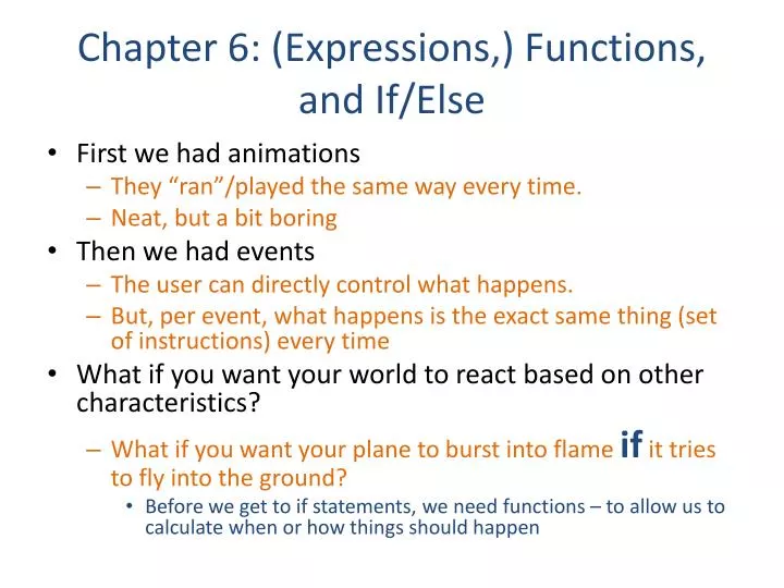 chapter 6 expressions functions and if else