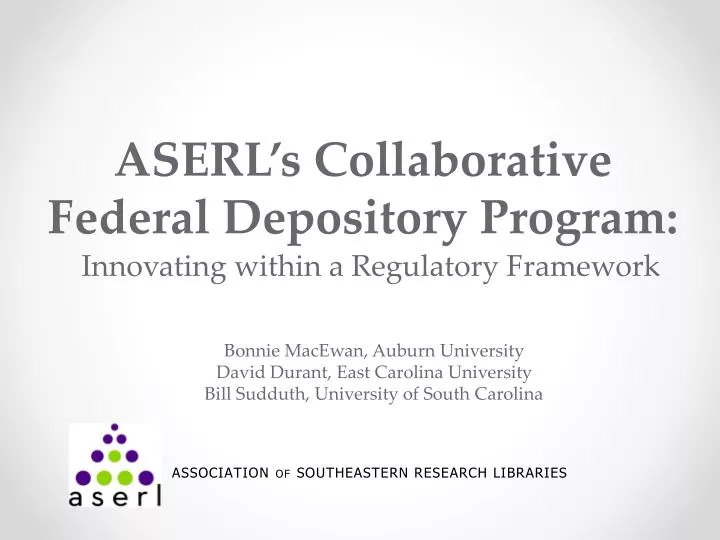 aserl s collaborative federal depository program innovating within a regulatory framework