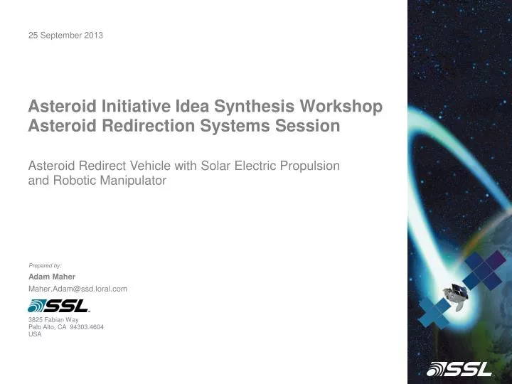 asteroid initiative idea synthesis workshop asteroid redirection systems session