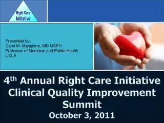 4 th Annual Right Care Initiative Clinical Quality Improvement Summit October 3, 2011