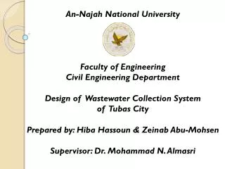 An- Najah National University Faculty of Engineering Civil Engineering Department