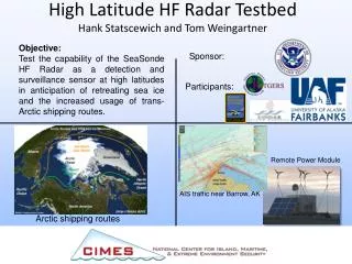 High Latitude HF Radar Testbed Hank Statscewich and Tom Weingartner