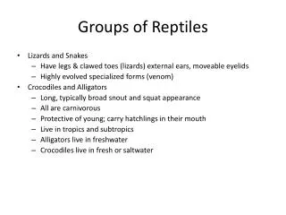 Groups of Reptiles