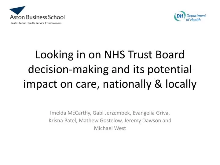 looking in on nhs trust board decision making and its potential impact on care nationally locally