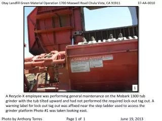 Otay Landfill Green Material Operation 1700 Maxwell Road Chula Vista, CA 91911 	 37-AA-0010